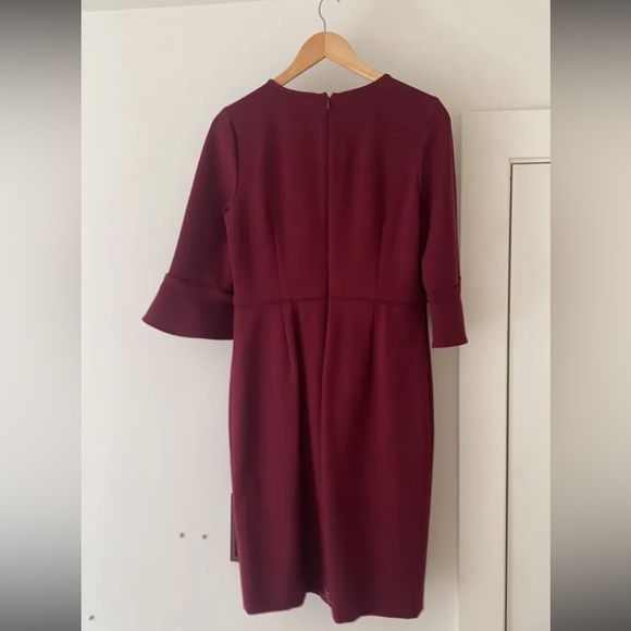 J.Crew Bell Sleeve Sheath Dress Burgundy Maroon - Picture 2 of 4